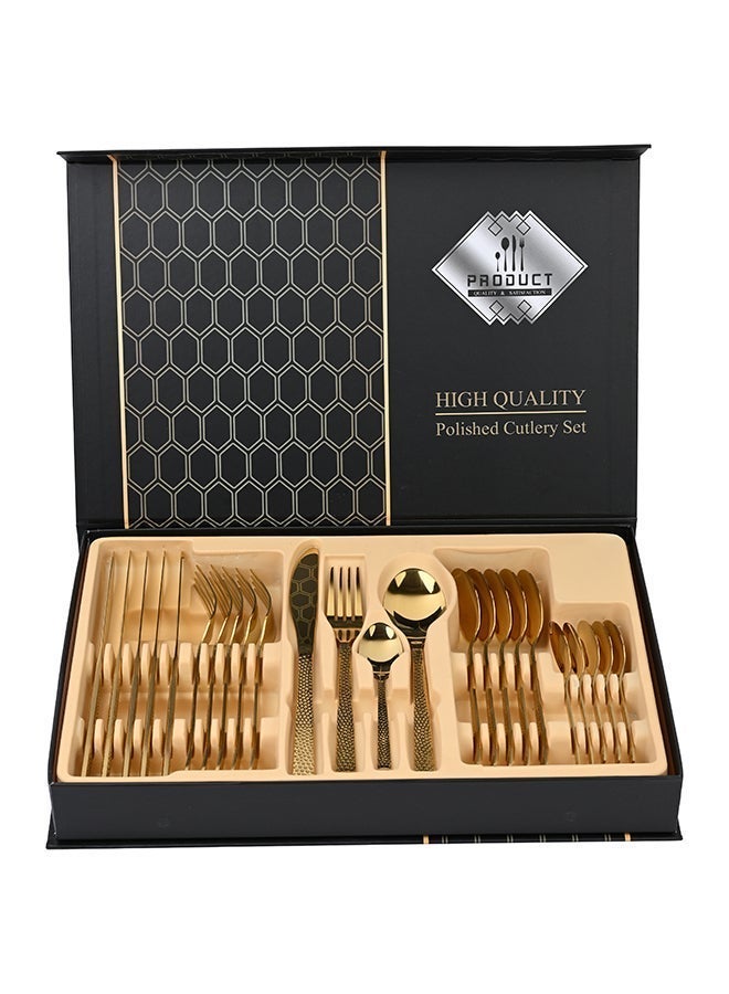 أولييرو طقم أدوات طعام متين وأنيق مكوّن من 24 قطعة لراحة استخدام ومائدة أنيقة – ذهبي - Image 3